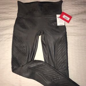 Spanx moto faux leather leggings